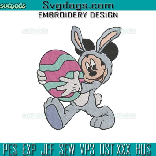 Easter Bunny Mickey Embroidery Design, Happy Easter Embroidery Design