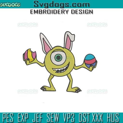 Mike Wazowski Easter Egg Embroidery Design, Disney Easter Embroidery Design
