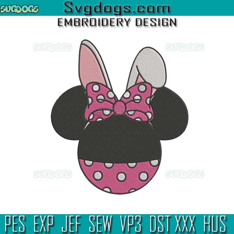 Minnie Mouse Easter Embroidery Design, Mouse Bunny Ears Embroidery Design
