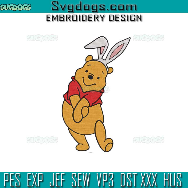 Winnie the Pooh Easter Egg Embroidery Design, Winnie Pooh Bunny Embroidery Design