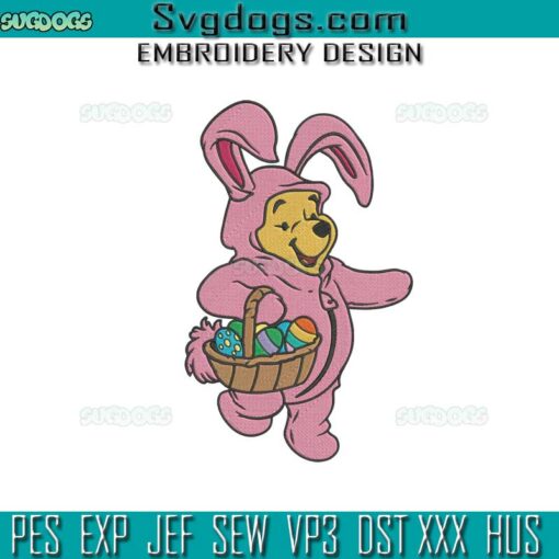 Winnie the Pooh Easter Egg Embroidery Design, Winnie Pooh Bunny Embroidery Design