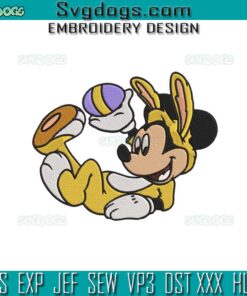 Bunny Mickey Easter Embroidery Design, Mickey Happy Easter Embroidery Design
