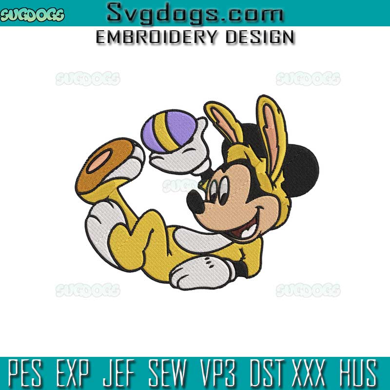 Bunny Mickey Easter Embroidery Design, Mickey Happy Easter Embroidery Design