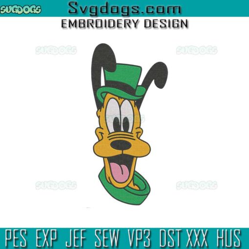 St Patricks Day Pluto Embroidery Design, Dog St Patricks Embroidery Design