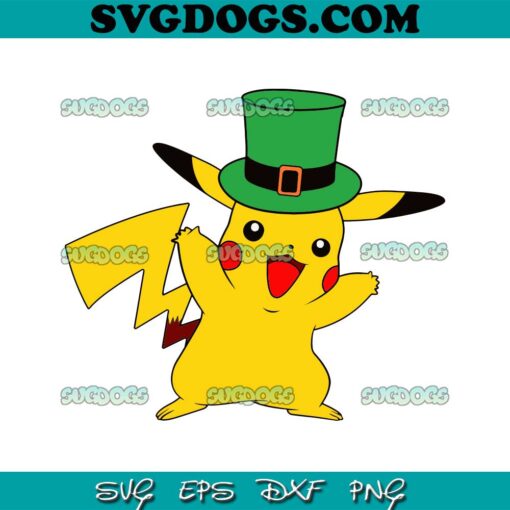 Pokemon St Patricks SVG, Pikachu Leprechaun SVG, St Patricks Day SVG PNG EPS DXF