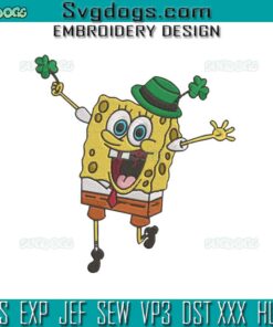 Spongebob St Patricks Embroidery Design, Spongebob Leprechaun Embroidery Design