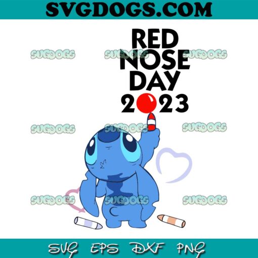 Stitch Red Nose Day 2023 SVG, Fund Raising SVG, Red Nose SVG PNG DXF EPS