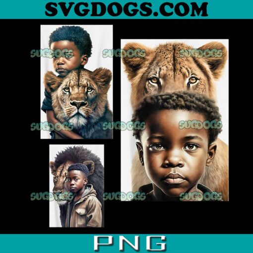 Black Boy Walking With Lions Confidence Bundle PNG, African American PNG