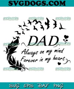 Fathers Day Quote Dad Always On My Mind SVG PNG, Dad SVG, Fathers Day SVG PNG EPS DXF