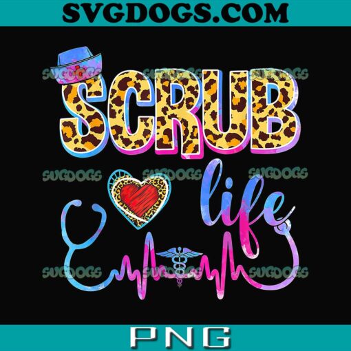 Leopard Tie Dye Scrub Life Stethoscope PNG, Nurse PNG