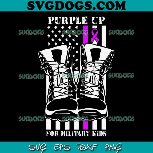 Purple Up For Military Kids SVG, Military Child Month USA Flag SVG, Breast Cancer SVG PNG EPS DXF