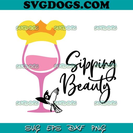 Sipping Beauty SVG, Wine Sleeping Beauty SVG, Mickey Mouse SVG PNG EPS DXF