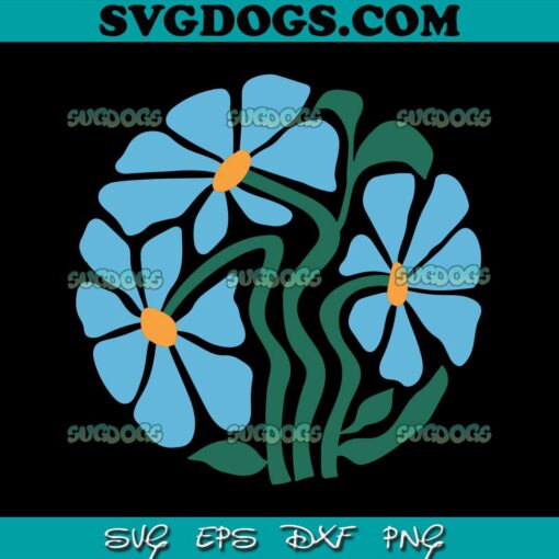 70s Flower Power SVG PNG, Vintage Blue Flower SVG, Retro Minimalist SVG PNG EPS DXF