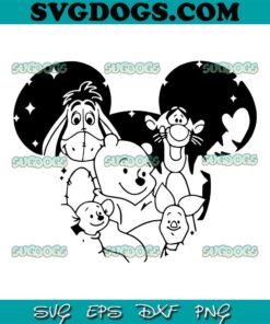 Winnie The Pooh And Friend Mickey Ear SVG PNG, Face Mickey Disney Friend SVG PNG EPS DXF