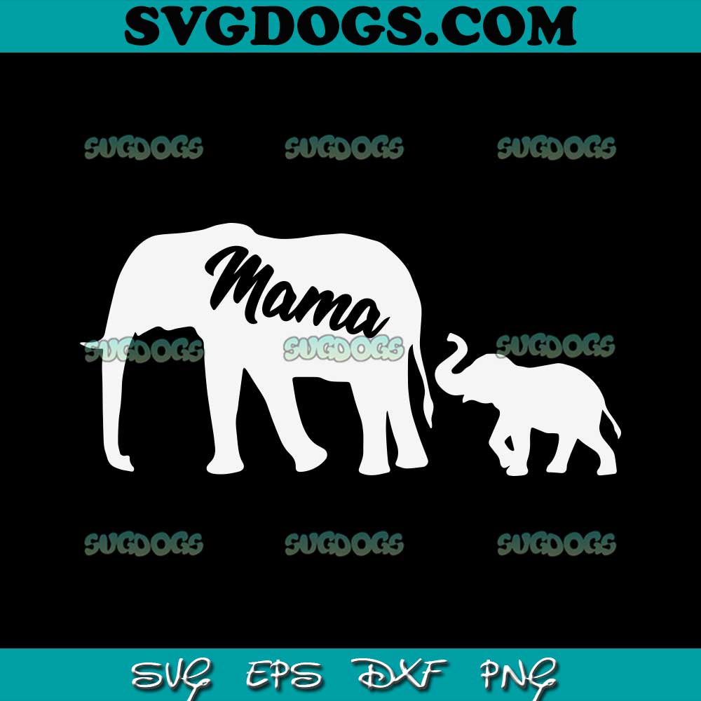 Elephant Mama With Baby SVG PNG #1