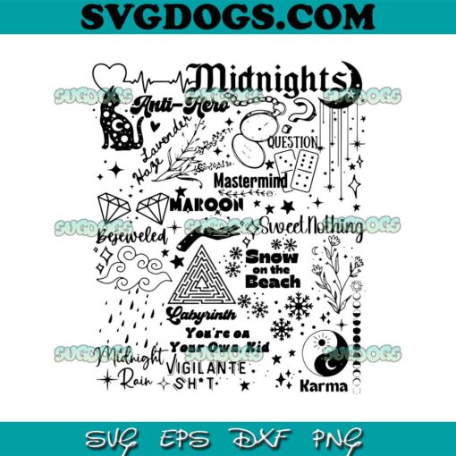 Midnights Track List Taylor Swift New Album SVG PNG, Snow On The Beach SVG, Taylor Swift SVG PNG EPS DXF