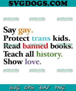 Say Gay SVG PNG, Protect Trans Kids SVG, LGBTQ Equality Pride Month SVG PNG EPS DXF