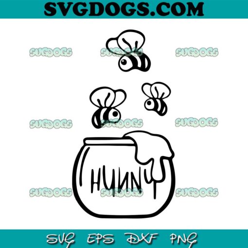 Hunny Winnie The Pooh SVG PNG, Honey Pot Winnie Bee SVG, Pooh Hunny Bee Baby SVG PNG EPS DXF