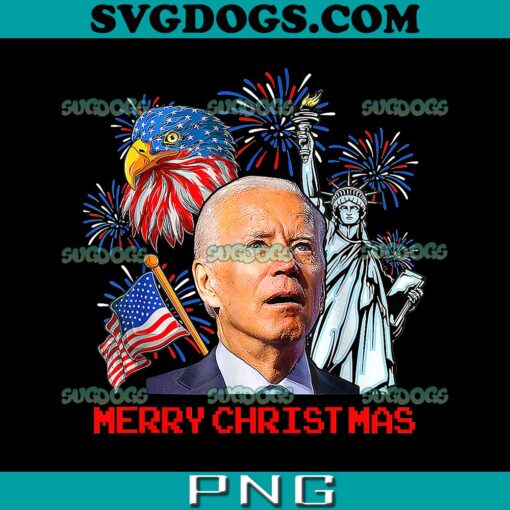 Joe Biden Confused Patriotic Merry Christmas For 4th Of July PNG, Biden Merry Christmas PNG