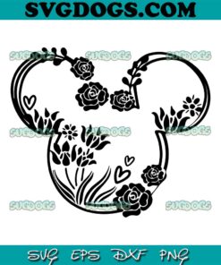 Mickey Mouse Flower SVG PNG, Disney Mickey Mouse Head SVG, Disney Flower SVG PNG EPS DXF