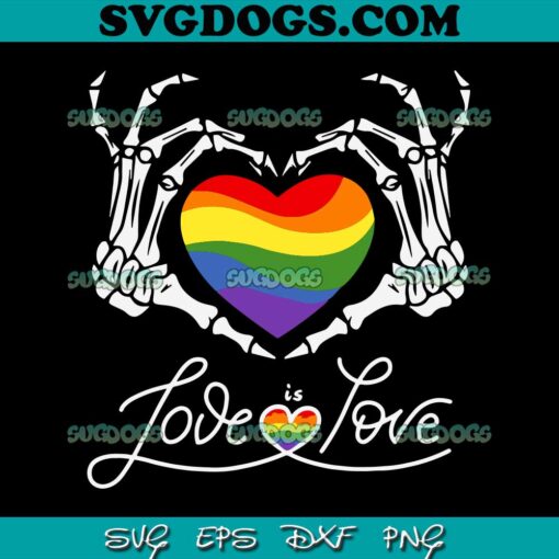 Rainbow Skeleton Heart Love Is Love LGBT SVG, Gay Lesbian Pride SVG PNG EPS DXF