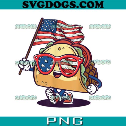 Taco Sunglasses American Flag USA PNG, Funny 4th Of July PNG, 4th Of July Tacos PNG
