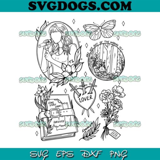 Taylor Swift Sketch Swiftie Albums SVG PNG, Midnight SVG, Swiftie Merch SVG PNG DXF EPS