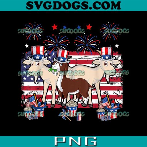 Goat American Flag PNG, American Flag Three Cute Goats Costume Fireworks PNG, 4th Of July PNG
