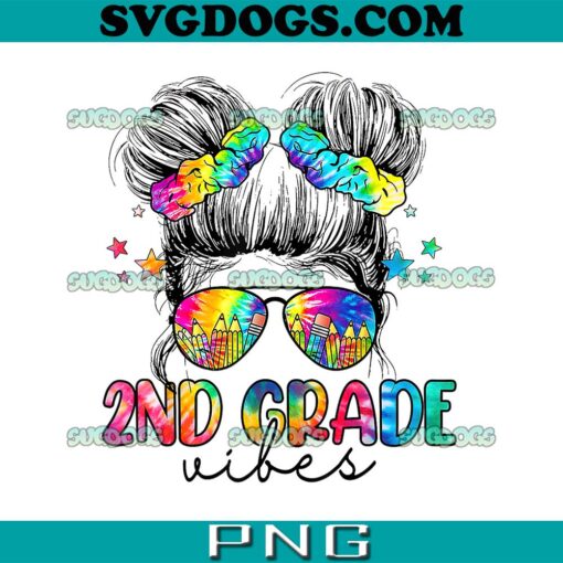 2nd Grade Vibes Messy Bun Girl PNG, Second Grade Back To School PNG, 2nd Grade Vibes PNG