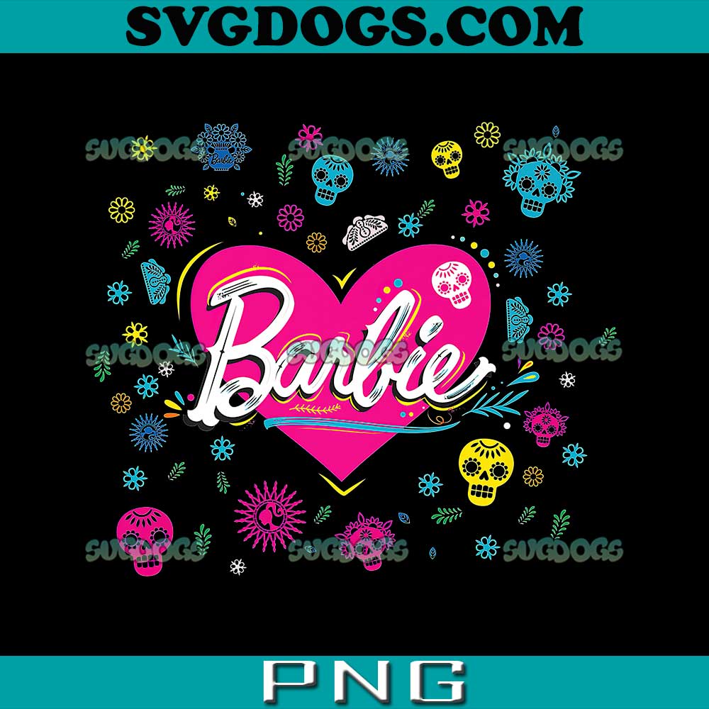 Barbie Halloween PNG, Barbie Heart Sugar Skulls PNG, Barbie PNG