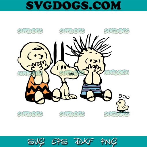 Charlie Brown And Snoopy Woodstock Boo Ghost SVG PNG, Halloween SVG, Snoopy SVG PNG EPS DXF