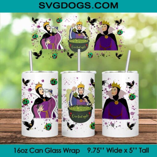 Evil Queen Glass Wrap PNG, 16oz Libbey Glass Can Wrap, Snow White And Evil Queen, Evil Queen Villains Tumbler Wrap