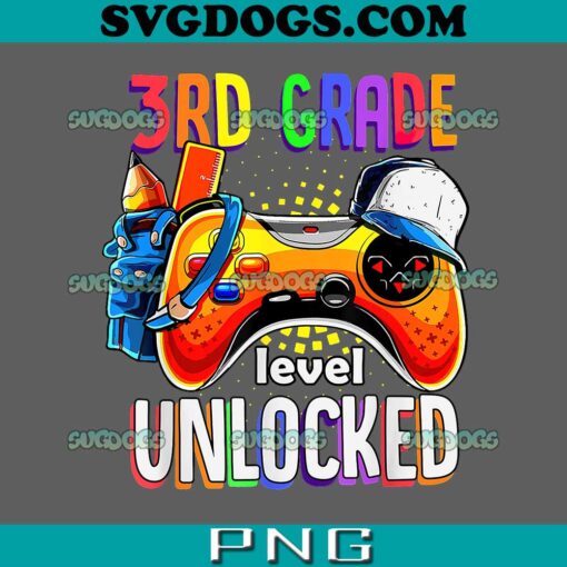 3rd Grade Level Unlocked PNG, Gamer Back To School PNG, Gamepad PNG