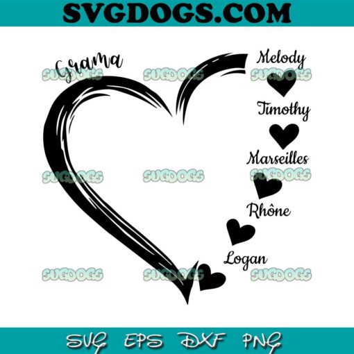 Personalized Sweet Heart Grama SVG, Mom Kids SVG PNG EPS DXF
