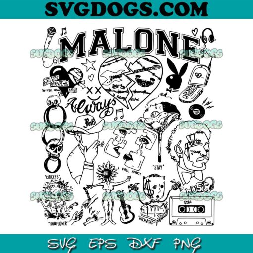 Post Malone SVG, Post Malone Art Tattoo 2023 Tour SVG PNG EPS DXF