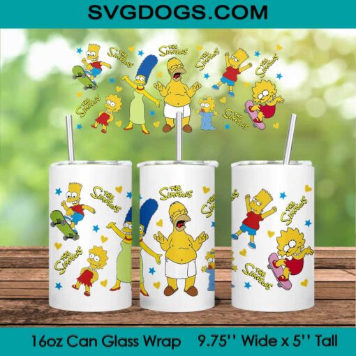 Simpsons PNG, 16oz Libbey Glass Can Wrap, Homer PNG, Marge Tumbler Wrap