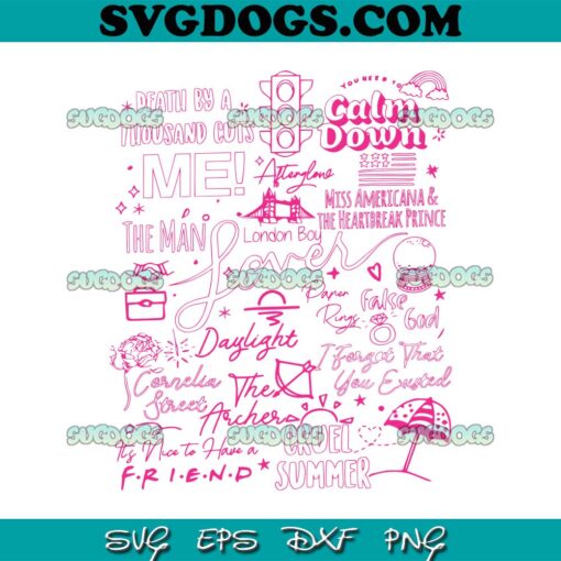 Taylor Swift Tracklist The Eras Tour SVG PNG, Calm Down SVG, Crvel Summer SVG PNG EPS DXF