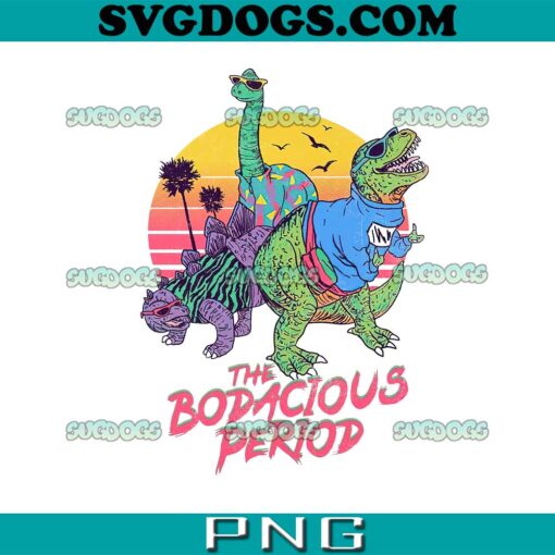 The Bodacious Period PNG, 80s Dinosaur Beach Sunset PNG, Dinosaur PNG