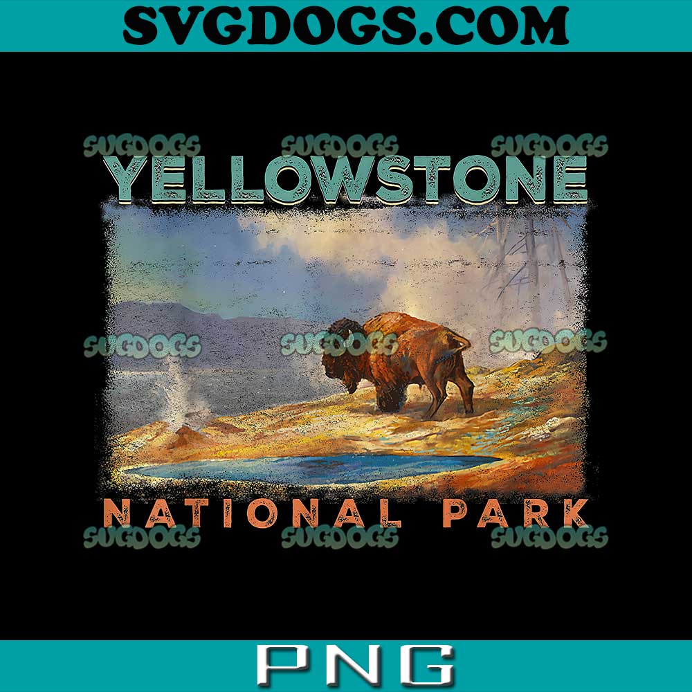 Yellowstone National Park PNG, Yellowstone National Park Bison Retro Hiking Camping Outdoor PNG