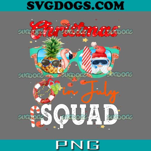 Christmas In July Squad PNG, Summer Xmas PNG, Sunglasses Overlay PNG