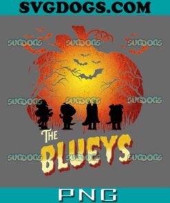 Bluey Halloween PNG, Halloween Ghost Forest 2023 PNG, Bluey And Friend Spooky Halloween PNG