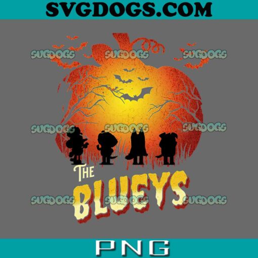 Bluey Halloween PNG, Halloween Ghost Forest 2023 PNG, Bluey And Friend Spooky Halloween PNG