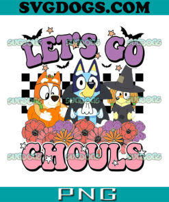 Bluey Let Go Ghouls Halloween PNG, Bluey And Friend Halloween PNG, Bluey Halloween Checkerboard PNG