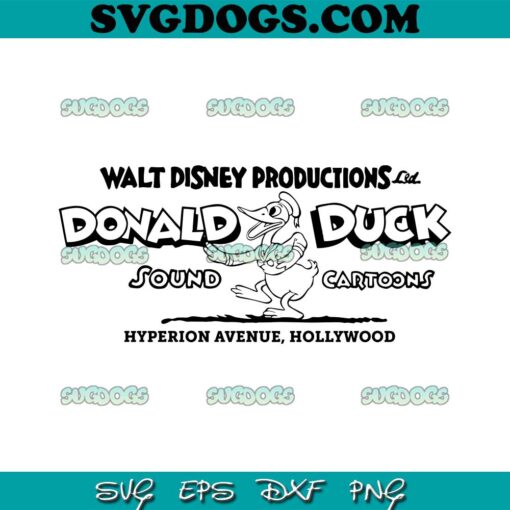 Donald Duck SVG PNG, Disney Hyperion Studio Logo SVG, Walt Disney Productions SVG PNG EPS DXF