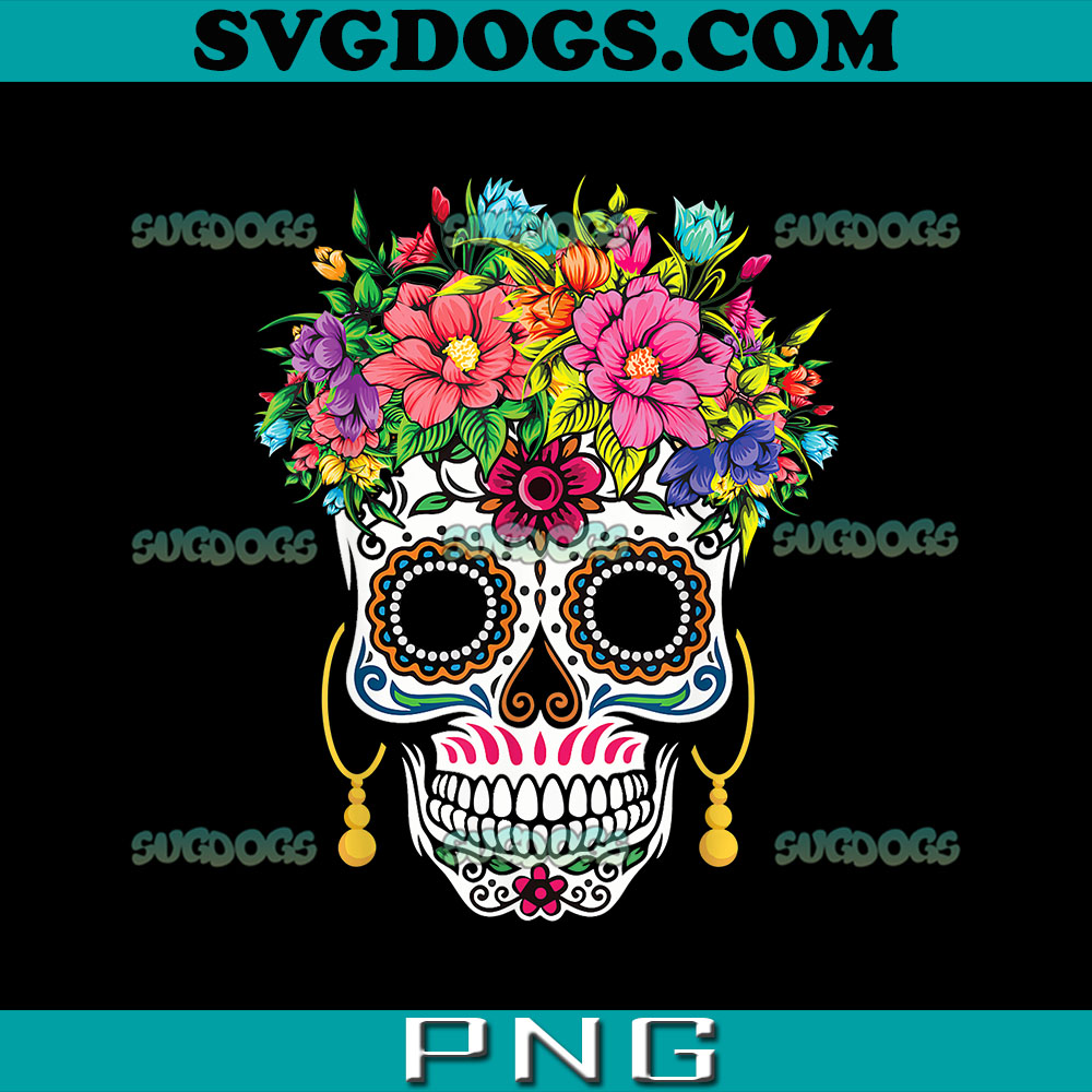 Flower Sugar Skull PNG, Souls Day Muertos PNG, Day Of Dead Halloween PNG