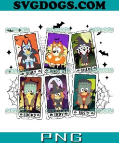 Halloween Bluey Cosplay PNG, Bluey Halloween PNG, Bluey Bingo Chloe Lucky Indy Rusty PNG