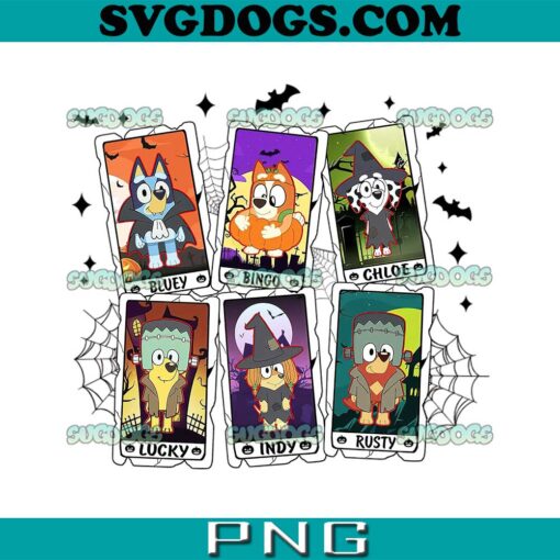 Halloween Bluey Cosplay PNG, Bluey Halloween PNG, Bluey Bingo Chloe Lucky Indy Rusty PNG