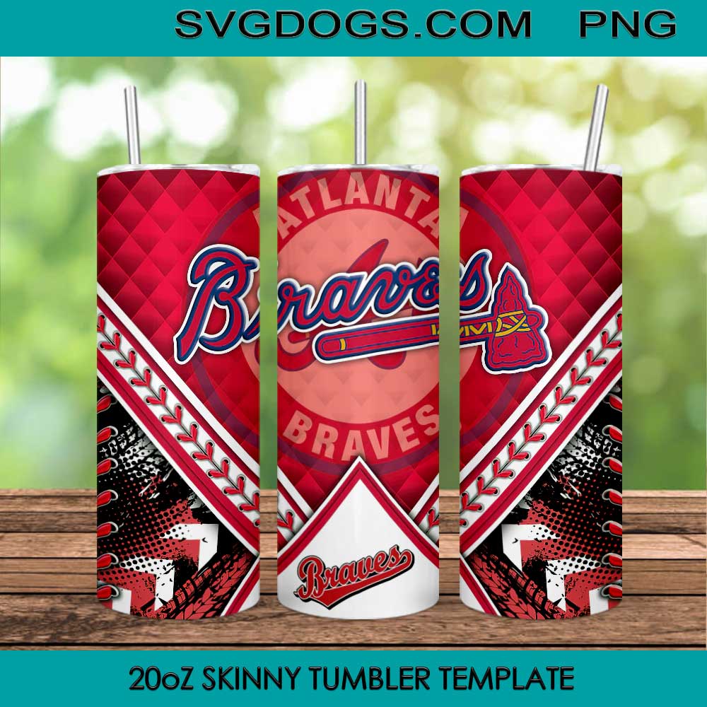 Atlanta Braves 20oz Skinny Tumbler Template PNG, MLB Atlanta Braves Tumbler Template PNG File Digital Download