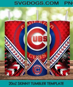 Chicago Cubs 20oz Skinny Tumbler Template PNG, Chicago Cubs Baseball Tumbler Template PNG File Digital Download