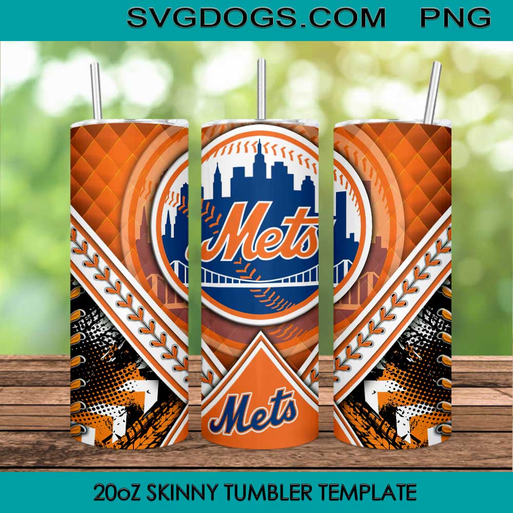 New York Mets 20oz Skinny Tumbler PNG, MLB Logo New York Mets Tumbler Template PNG File Digital Download